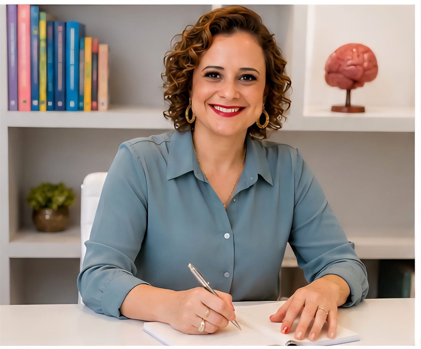 Psicóloga Aline Grazielle no consultório